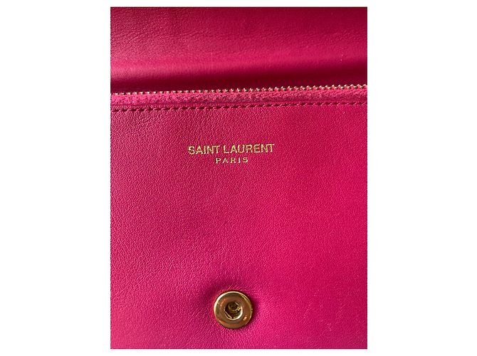 Saint Laurent Chyc Geldbörse aus fuchsia Leder Fuschia - Ansicht 10