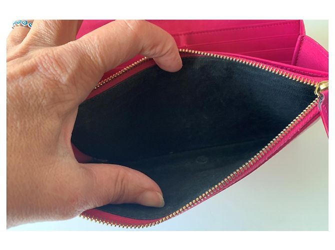 Saint Laurent Chyc Geldbörse aus fuchsia Leder Fuschia - Ansicht 11