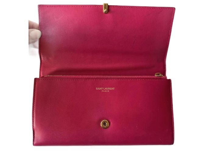 Saint Laurent Chyc Geldbörse aus fuchsia Leder Fuschia - Ansicht 3
