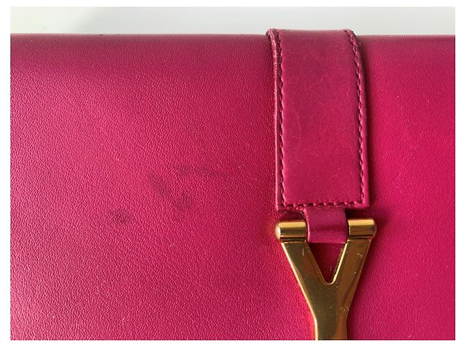 Saint Laurent Chyc Geldbörse aus fuchsia Leder Fuschia - Ansicht 6
