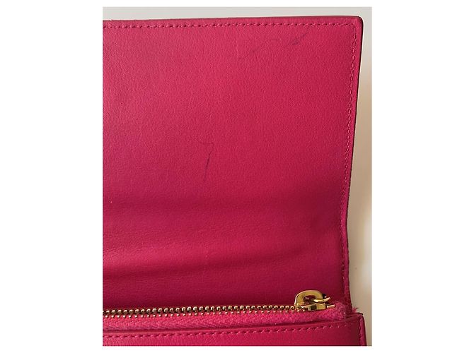 Saint Laurent Chyc Geldbörse aus fuchsia Leder Fuschia - Ansicht 7