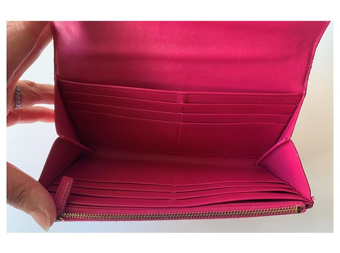 Saint Laurent Chyc Geldbörse aus fuchsia Leder Fuschia - Ansicht 9