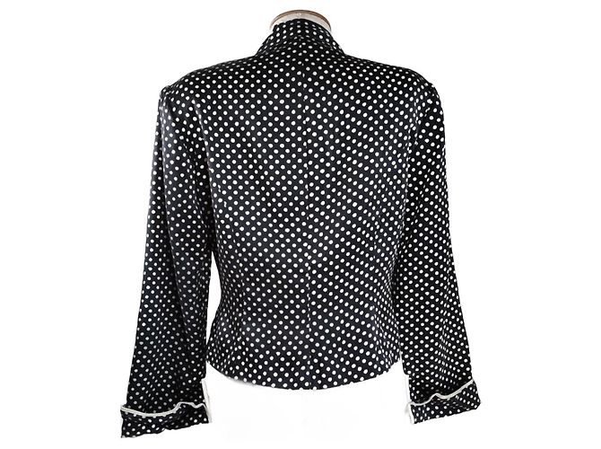 Vintage JS Collections Polka Dot Seidenblazer Schwarz Weiß - Ansicht 4