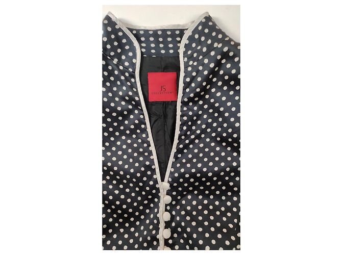 Vintage JS Collections Polka Dot Seidenblazer Schwarz Weiß - Ansicht 5