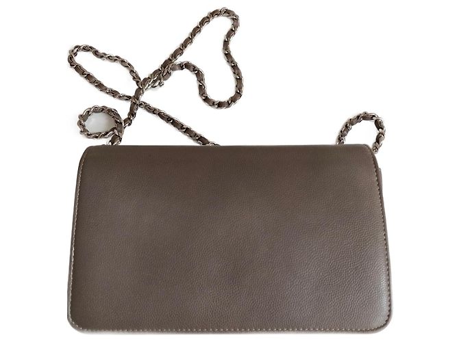 Chanel Caviar Sevruga Portafoglio con catena Grigio - vista 2
