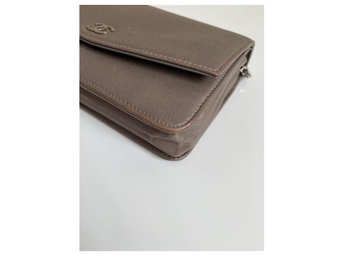 Chanel Caviar Sevruga Portafoglio con catena Grigio - vista 7