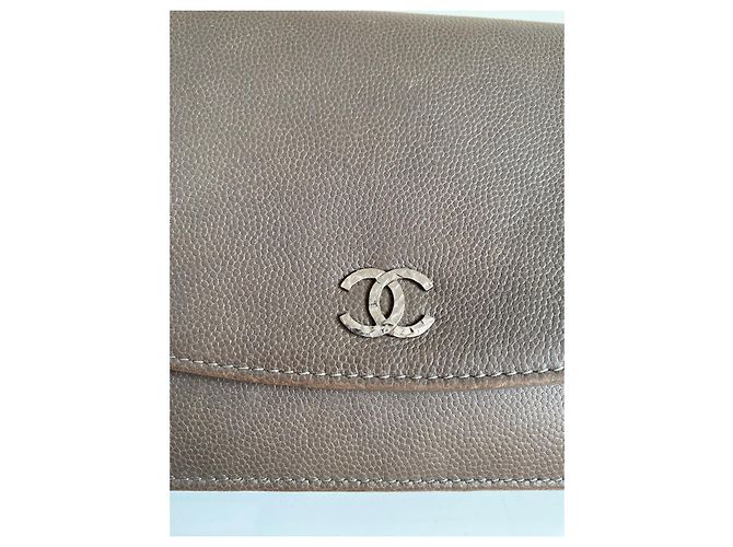 Chanel Caviar Sevruga Portafoglio con catena Grigio - vista 9