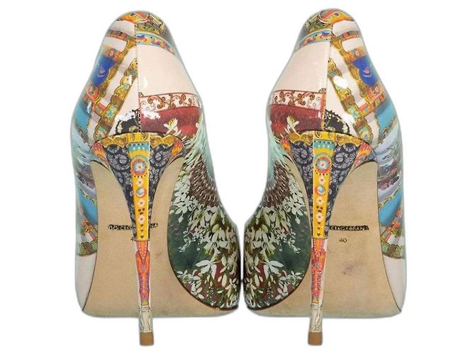 Décolleté Dolce & Gabbana Sicily in pelle multicolore 39 - vista 2