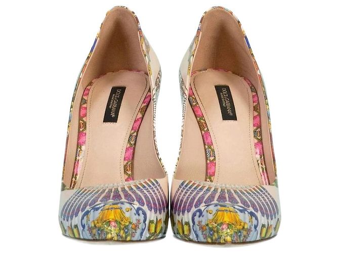Décolleté Dolce & Gabbana Sicily in pelle multicolore 39 - vista 3