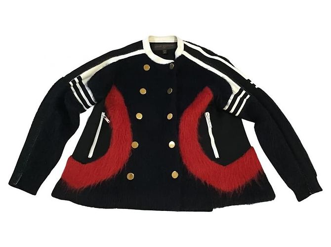 ***Louis Vuitton Wolljackenmantel Schwarz Weiß Rot Gold hardware - Ansicht 3