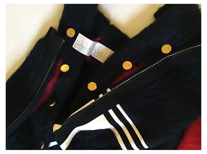 ***Louis Vuitton Wolljackenmantel Schwarz Weiß Rot Gold hardware - Ansicht 6