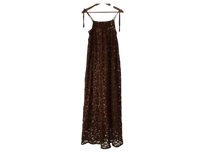 ***Roberto Collina Spitzen-Maxikleid Braun - Ansicht 2