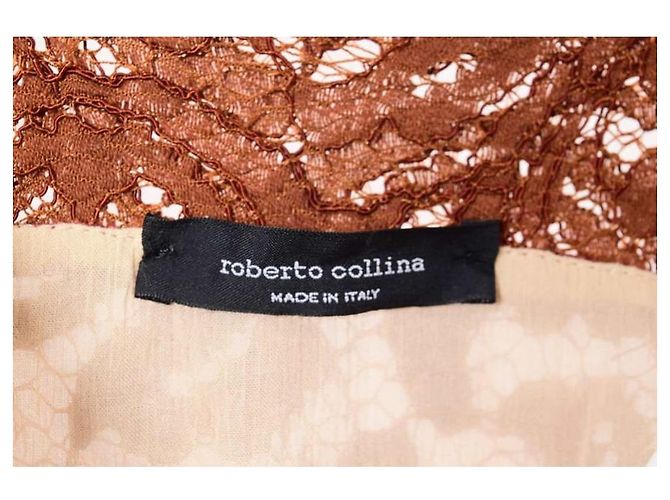 ***Roberto Collina Spitzen-Maxikleid Braun - Ansicht 3