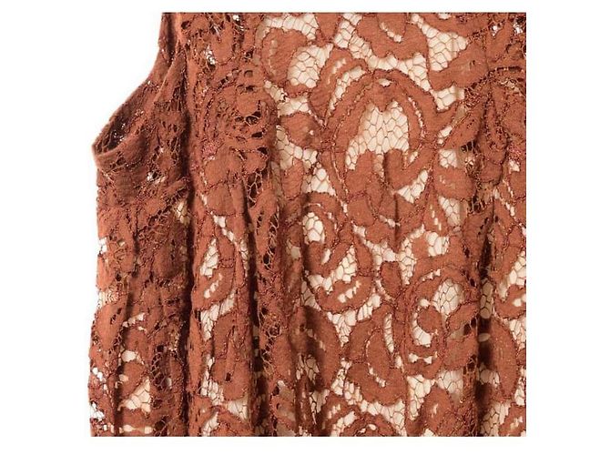 ***Roberto Collina Spitzen-Maxikleid Braun - Ansicht 5