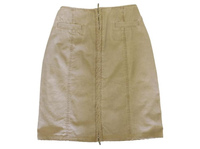 *** Gonna con logo CC frontale con zip vintage Chanel Beige - vista 3