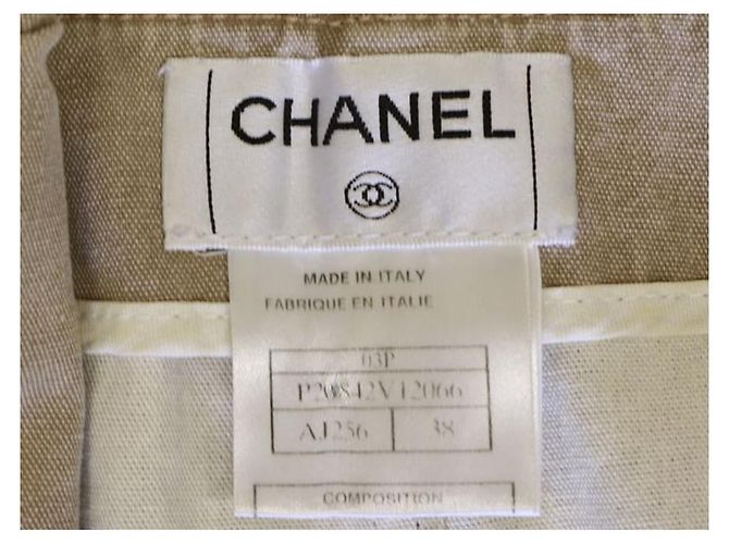 *** Gonna con logo CC frontale con zip vintage Chanel Beige - vista 4