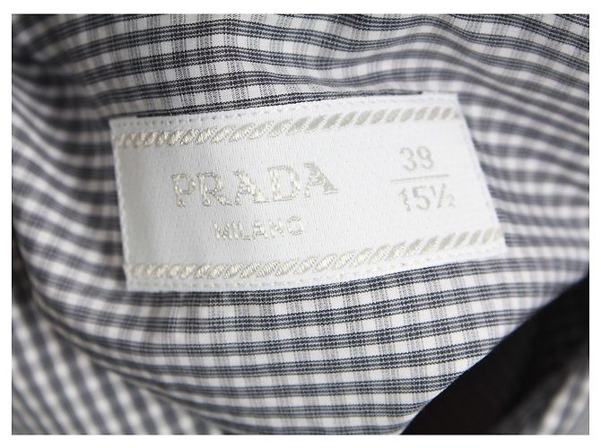 Camicia a maniche lunghe a quadri Prada in cotone grigio - vista 3