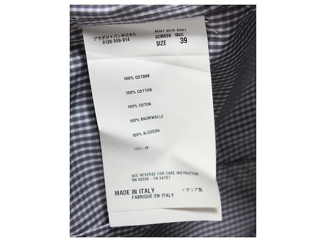 Camicia a maniche lunghe a quadri Prada in cotone grigio - vista 4