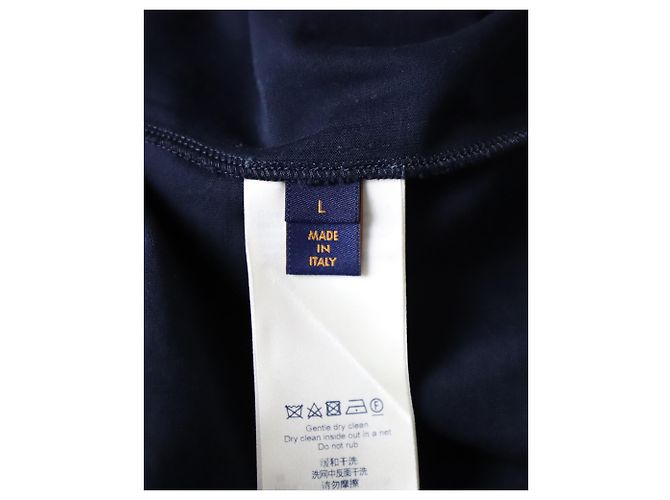 Polo a maniche lunghe con logo Louis Vuitton in cotone blu scuro Blu navy - vista 5