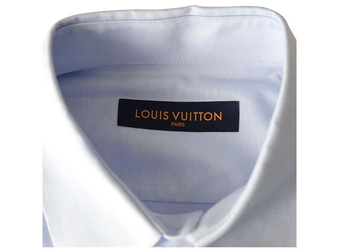Louis Vuitton-Hemd mit besticktem Logo aus hellblauer Baumwolle - Ansicht 4