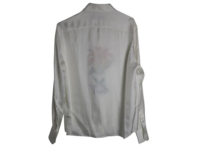 Camicia elegante a fiori dipinti Louis Vuitton in seta bianca Bianco - vista 2