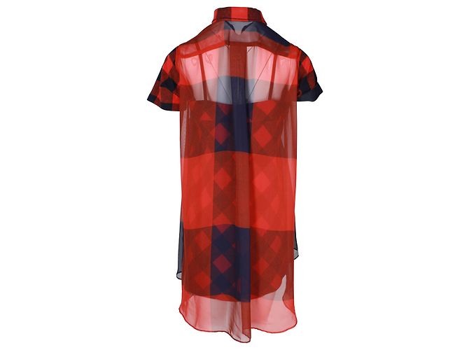Sacai Kariertes Hemdoberteil aus roter Baumwolle - Ansicht 3