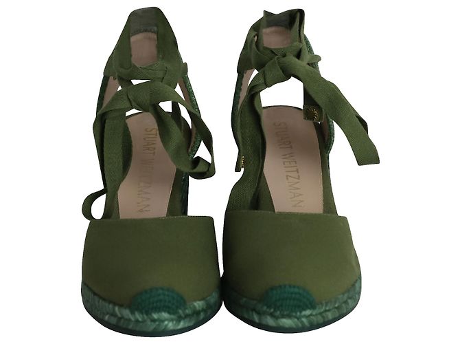 Stuart Weitzman Marguerita Espadrille Wedge Sandals in Green Canvas - view 2