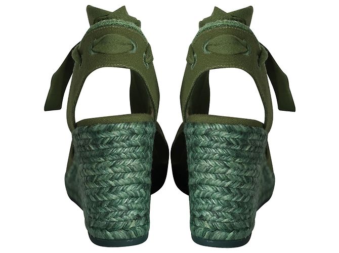Stuart Weitzman Marguerita Espadrille Wedge Sandals in Green Canvas - view 4