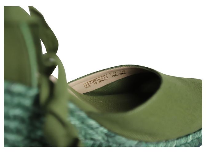 Stuart Weitzman Marguerita Espadrille Wedge Sandals in Green Canvas - view 8