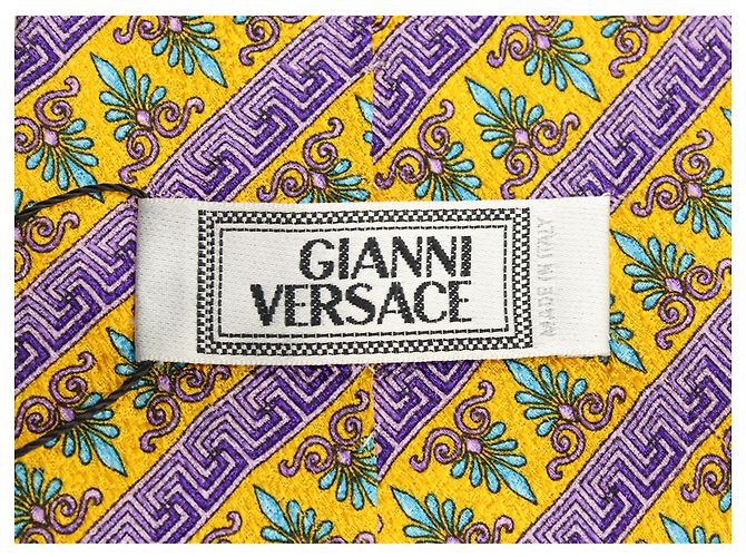 Cravatta stampata Gianni Versace in seta gialla Giallo - vista 3