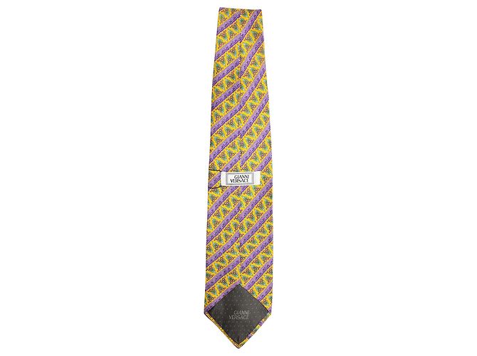 Cravatta stampata Gianni Versace in seta gialla Giallo - vista 6