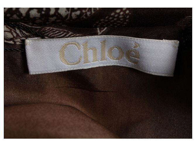 Chloé Chloe gonna svasata abito floreale in seta marrone - vista 4