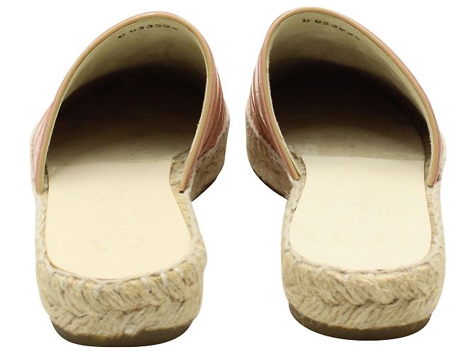 Timeless Sabot Espadrillas Chanel Logo in pelle rosa - vista 5