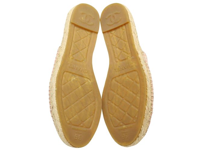 Timeless Sabot Espadrillas Chanel Logo in pelle rosa - vista 8