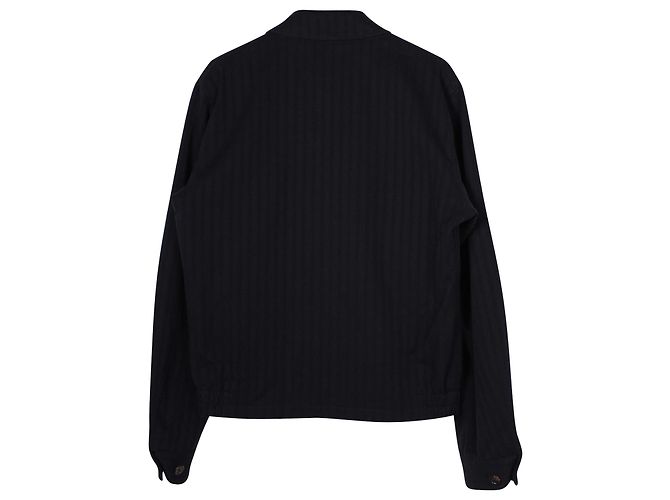 Giacca a righe con zip frontale ricamata con logo Louis Vuitton in cotone blu navy - vista 2