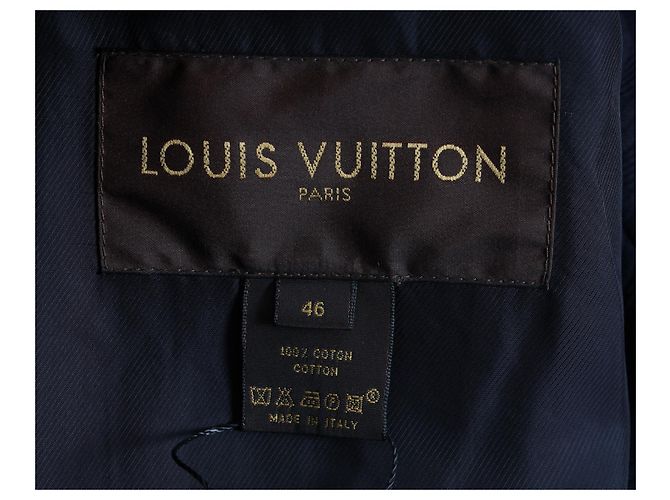 Giacca a righe con zip frontale ricamata con logo Louis Vuitton in cotone blu navy - vista 3