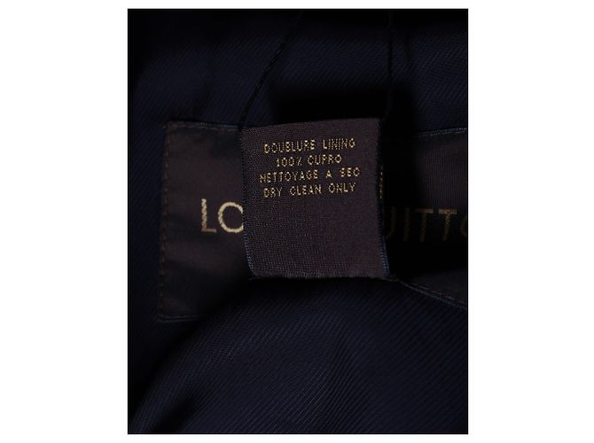 Giacca a righe con zip frontale ricamata con logo Louis Vuitton in cotone blu navy - vista 4