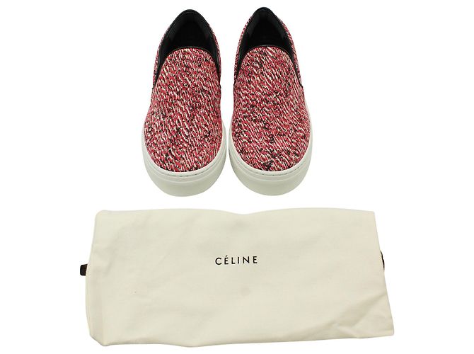 Céline Sneakers Celine Slip-On en Tweed de Coton Rouge - vue 10