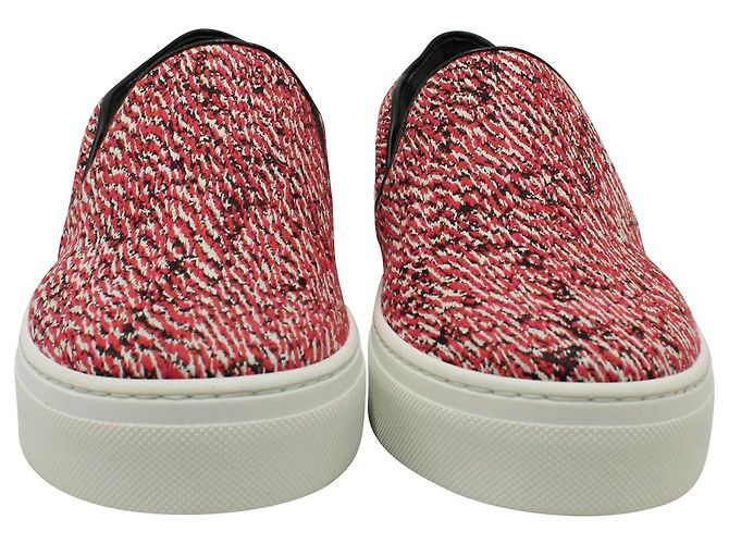 Céline Sneakers Celine Slip-On en Tweed de Coton Rouge - vue 3