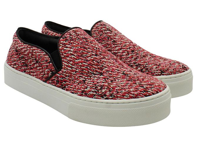 Céline Sneakers Celine Slip-On en Tweed de Coton Rouge - vue 4