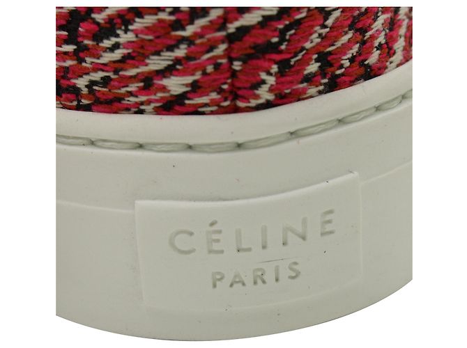 Céline Sneakers Celine Slip-On en Tweed de Coton Rouge - vue 6