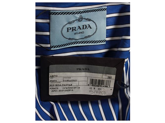 Gestreiftes Hemdkleid von Prada aus blauer Baumwolle - Ansicht 4