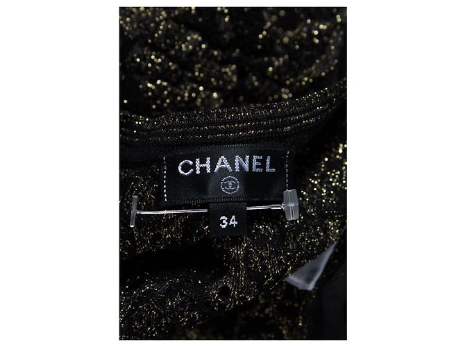 Chanel Camellia Metallic Strick-Blumenpullover aus schwarzer Wolle - Ansicht 5