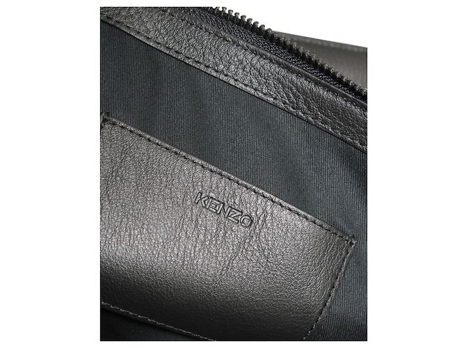 Kenzo Upperr bestickte Clutch aus schwarzem Leder - Ansicht 7