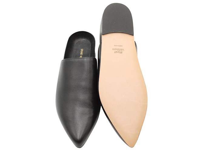 Flat Mules Stuart Weitzman in pelle nera Nero - vista 8