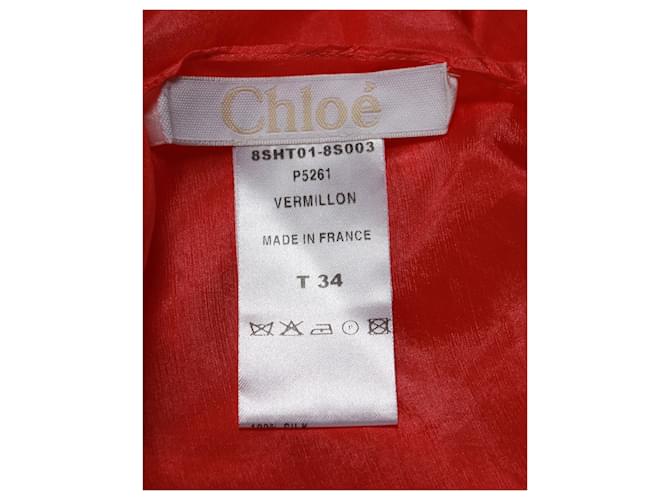 Chloé Top Drapeado Chloe en Seda Roja - vista 4