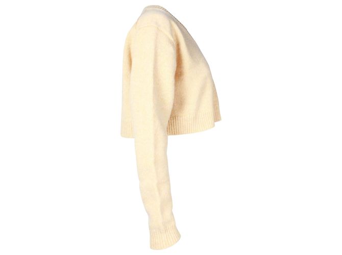 Acne Studios Kurzer Pullover mit V-Ausschnitt aus pastellgelber Wolle - Ansicht 2