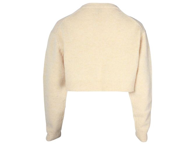 Acne Studios Kurzer Pullover mit V-Ausschnitt aus pastellgelber Wolle - Ansicht 3