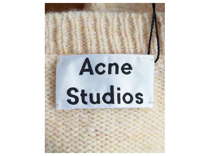 Acne Studios Kurzer Pullover mit V-Ausschnitt aus pastellgelber Wolle - Ansicht 4