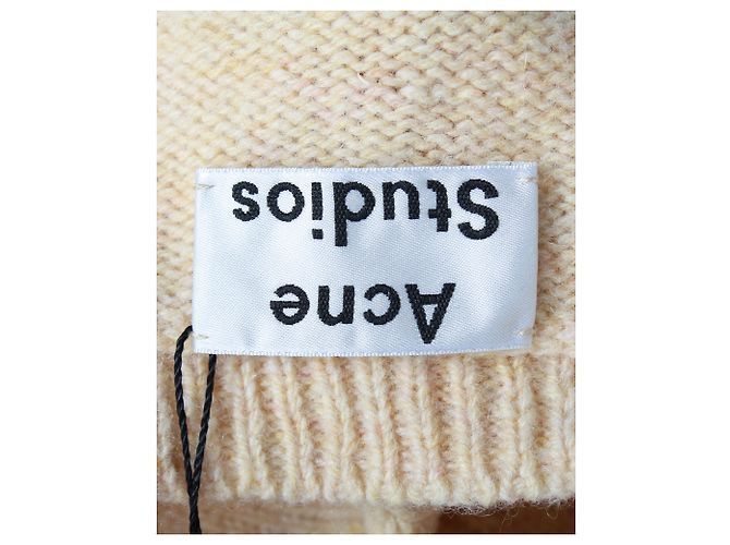 Acne Studios Kurzer Pullover mit V-Ausschnitt aus pastellgelber Wolle - Ansicht 6